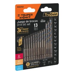 Juego de 13 brocas HSS p/metal zanco cambio rápido Truper Expert Mod.